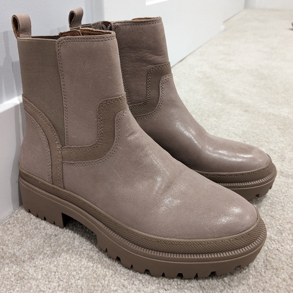 Lucky Brand Leather Moto Boot in Taupe - Picture 7 of 11
